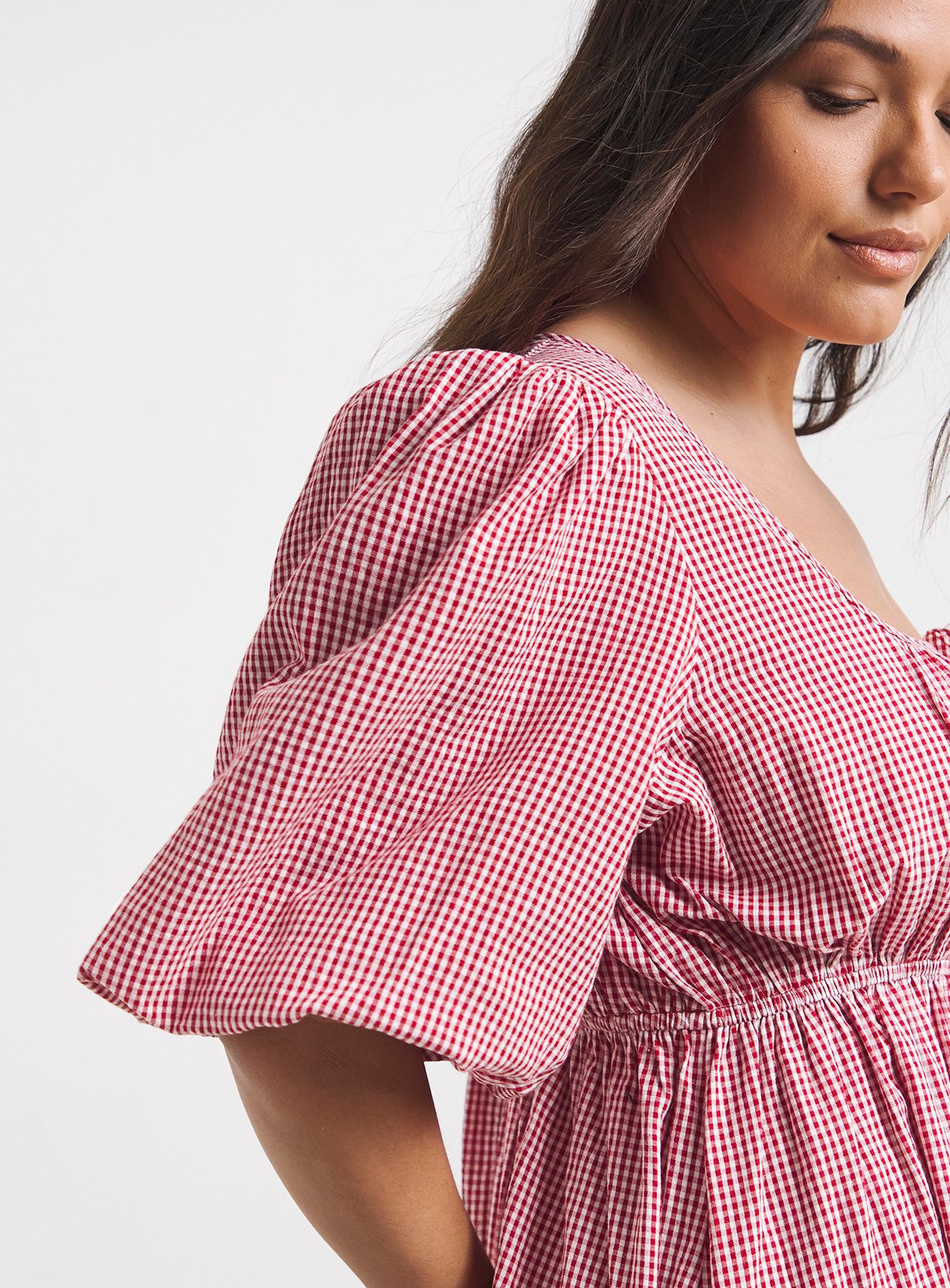 SIMPLY BE Seersucker Gingham Midaxi Dress 10 - Image 4 thumbnail